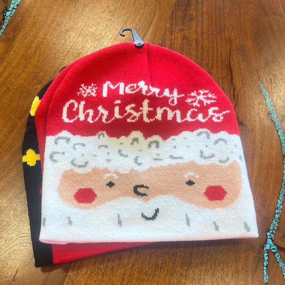 Kids Merry Christmas Santa Beanie - Red and White